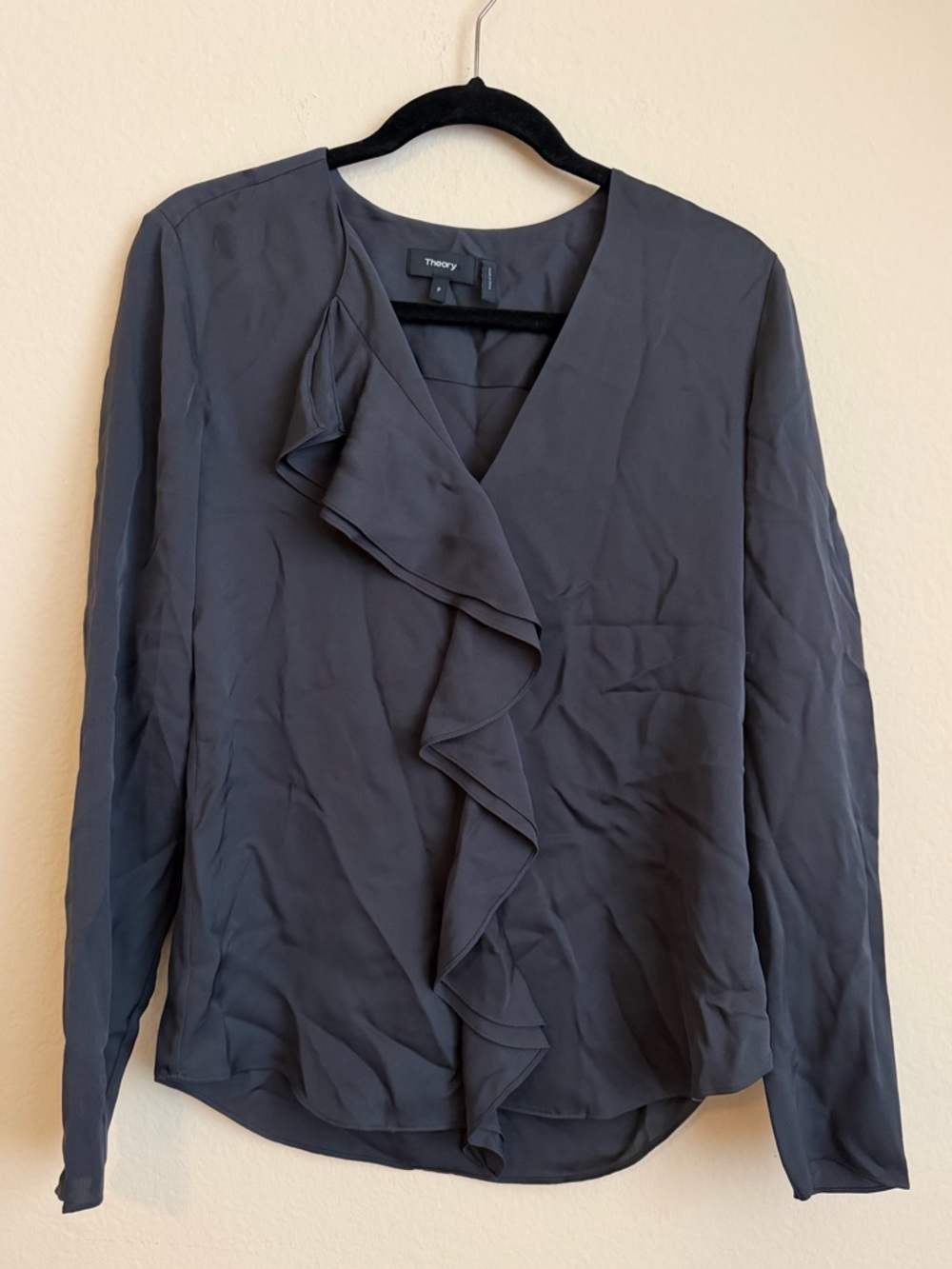 Theory Gray Silk Blouse